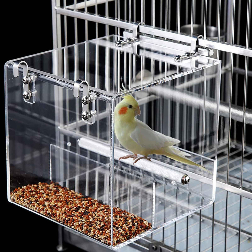 Xxmbbjy No Mess Bird Feeder cage front view showcases compact, waste-reducing design