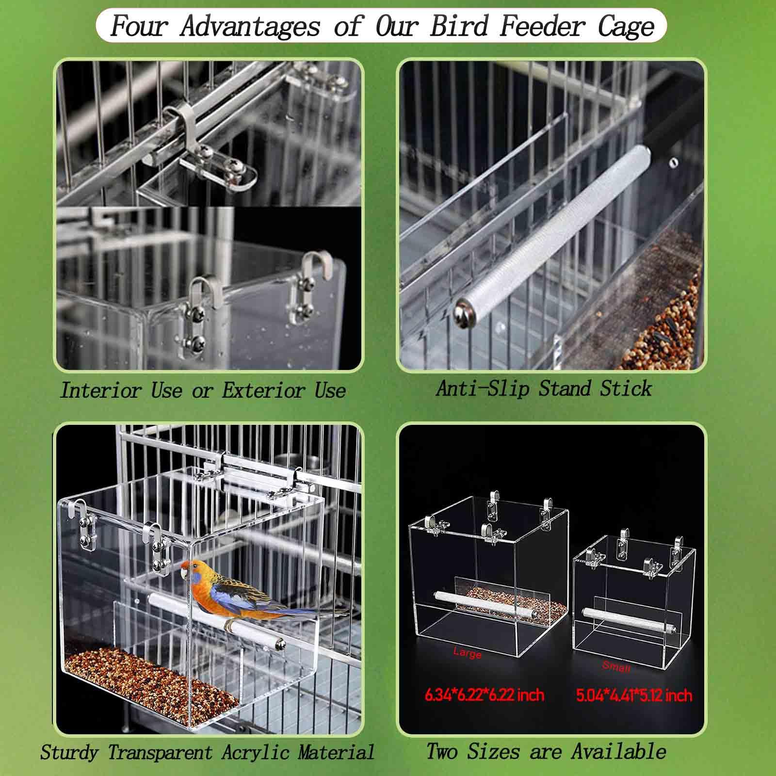 Xxmbbjy No Mess Bird Feeder inside view reveals two-chamber layout for food and perch