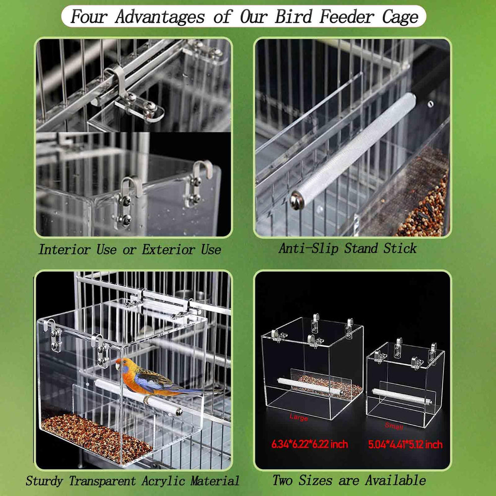 Xxmbbjy No Mess Bird Feeder inside view reveals two-chamber layout for food and perch