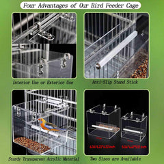 Xxmbbjy No Mess Bird Feeder inside view reveals two-chamber layout for food and perch
