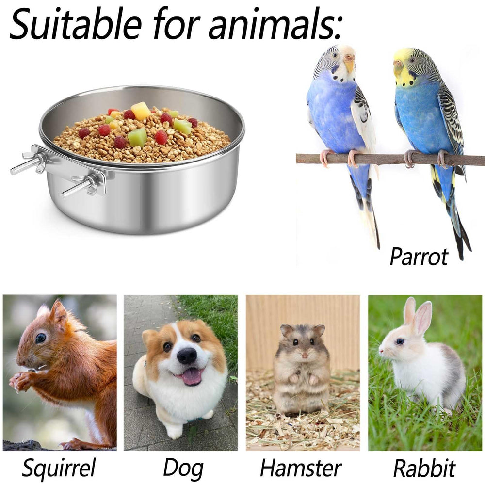 Xxmbbjy parrot and cockatiel feeding cups in two sizes.