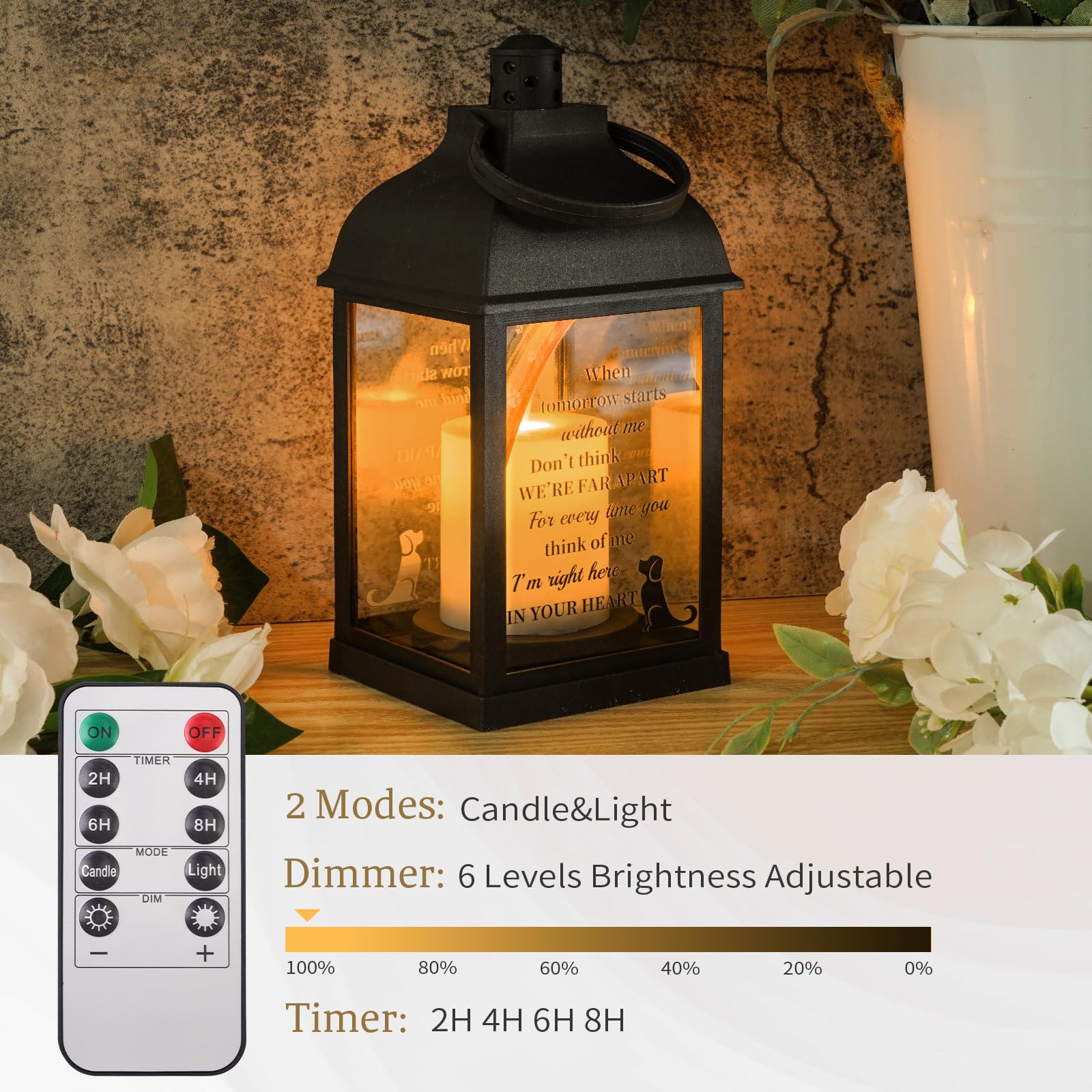 XXSTAR dog memorial lantern battery compartment access for cordless placement flexibility.
