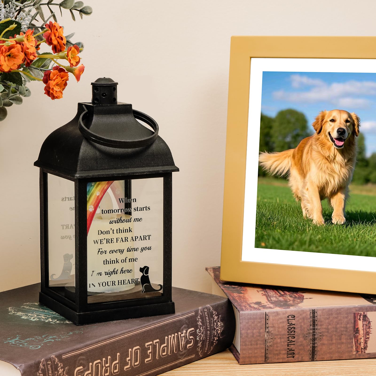 XXSTAR dog memorial lantern night-mode lighting with adjustable brightness for calming rituals.