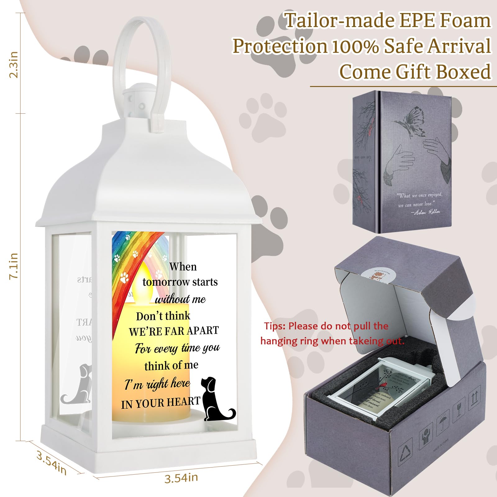 XXSTAR dog memorial lantern battery compartment for easy cordless setup in memorial spaces