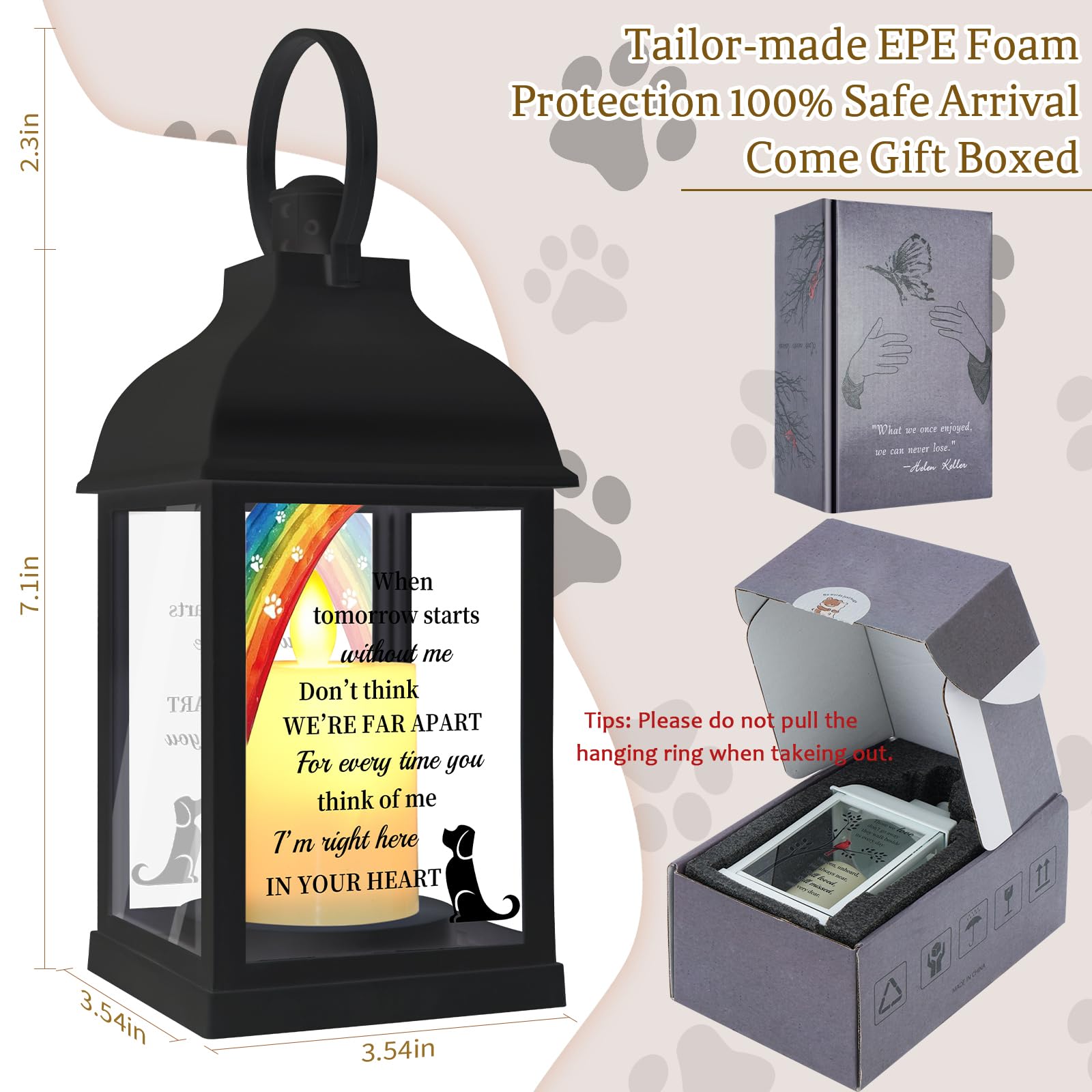 XXSTAR dog memorial lantern with remote control, convenient on/off for easy remembrance.