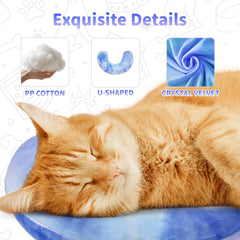 Y-blue Cat Pillow crystal velvet fabric offers soft, luxurious nap-time touch.