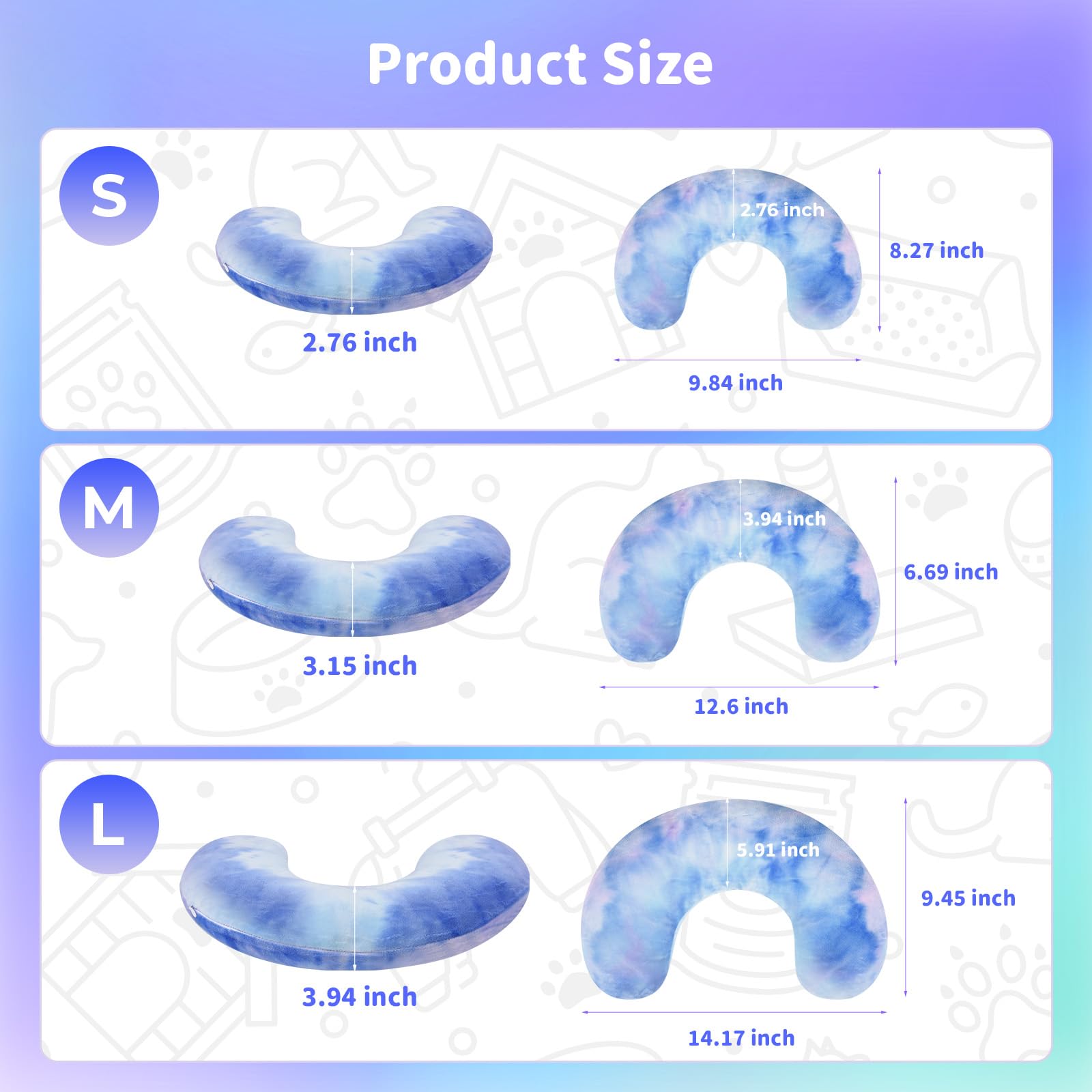 Y-blue Cat Pillow tie-dye purple-blue adds calming color to pet bed.