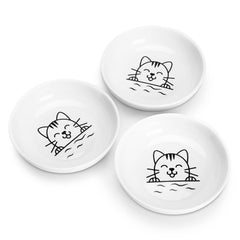Y YHY cat bowls wide dish white front view reduces whisker fatigue.
