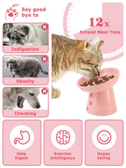 Y YHY elevated cat bowl pink side view highlights raised height for natural posture.
