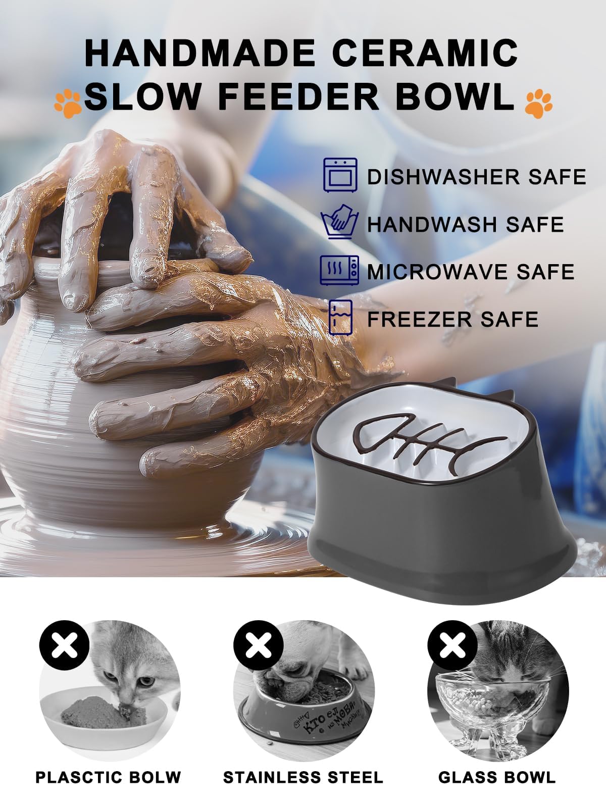 The Y YHY slow feeder bowl supports dry and wet food without chaos during meals.