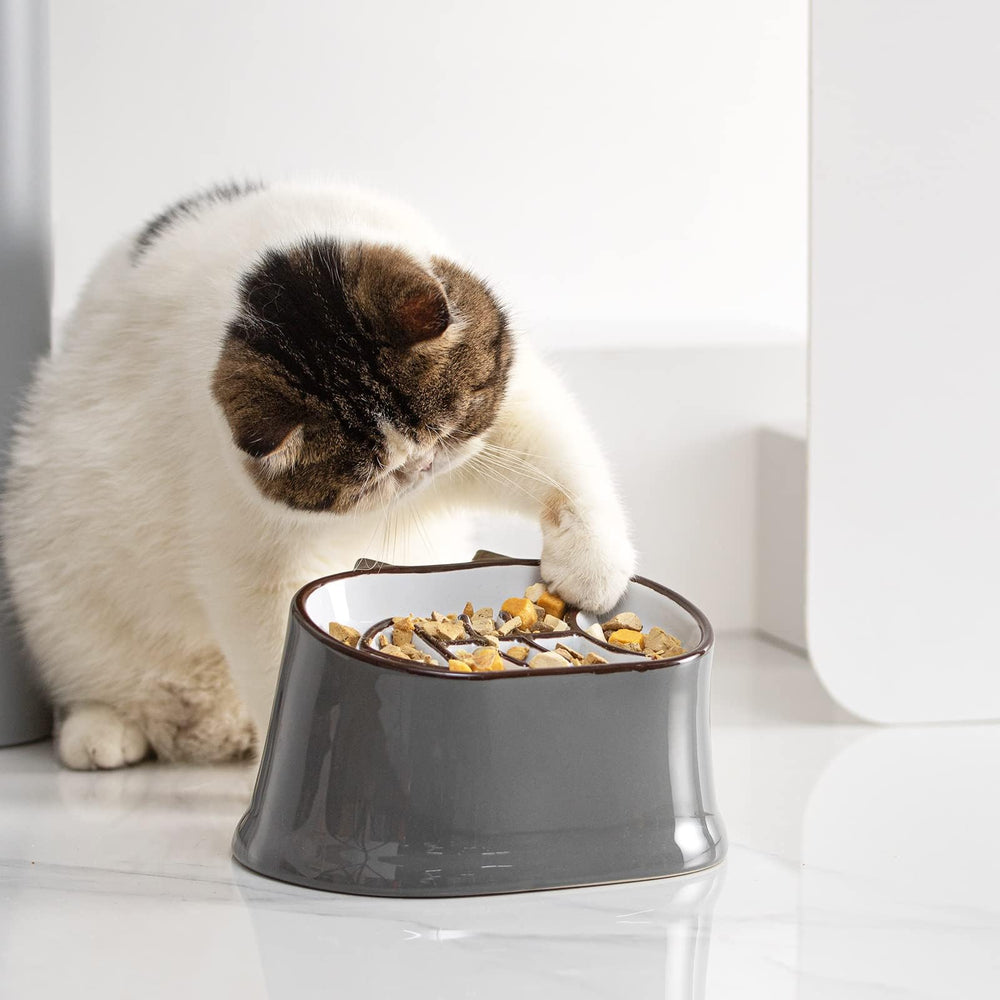 The Y YHY slow feeder cat bowl durable ceramic design for long-lasting use.