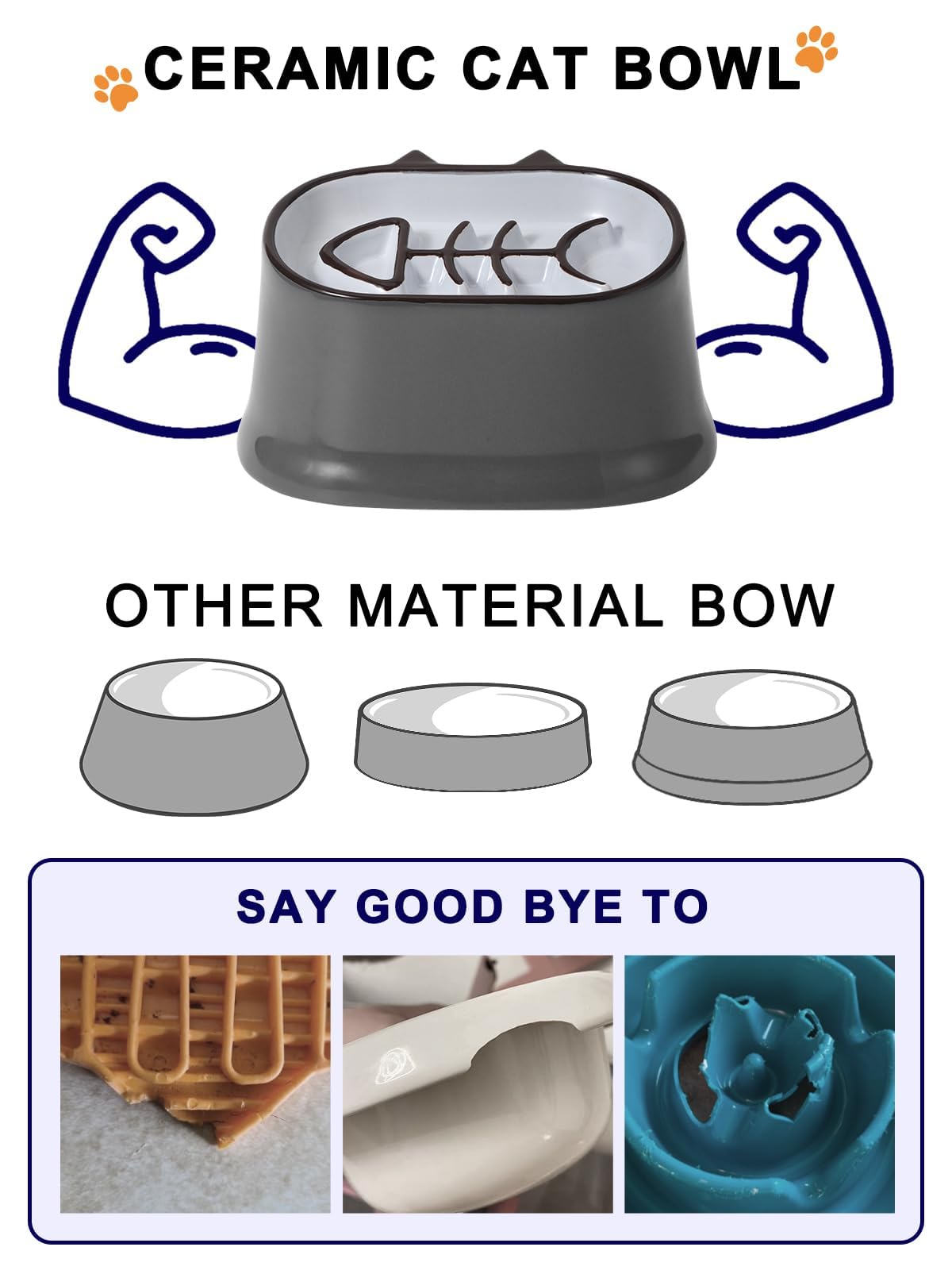 The Y YHY slow feeder cat bowl easy-clean ceramic surface for simple maintenance.