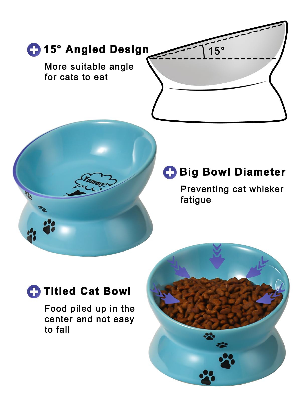 Y YHY tilted-cat-bowl-food-center supports centered meals for easy eating.
