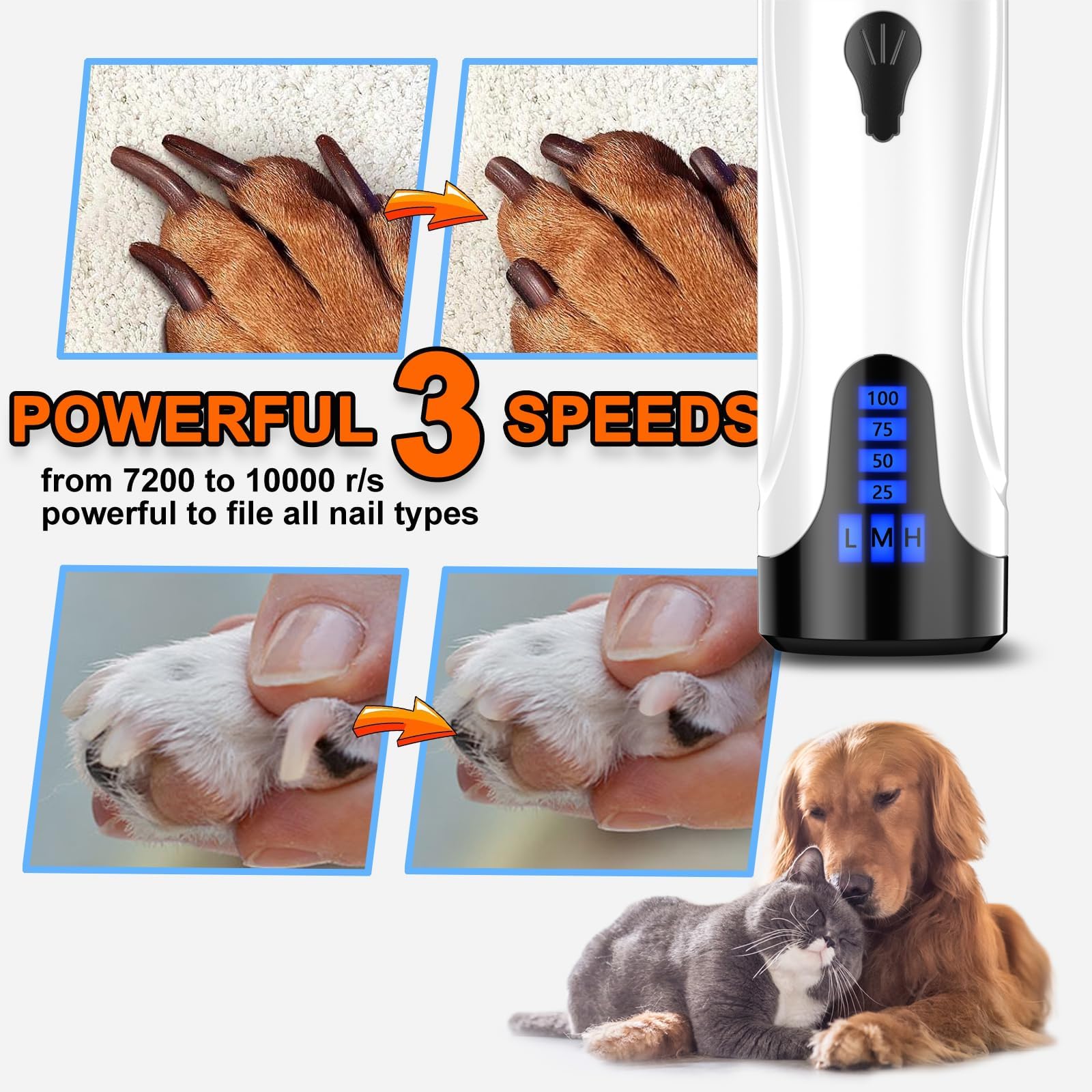 YABIFE nail-grinder-3-speeds-ports allows tailored care for different nail sizes