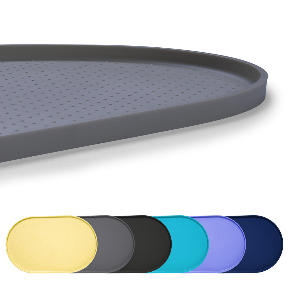 Yacee dog food mat with zero-point-five-inch edge prevents spills and floor messes.