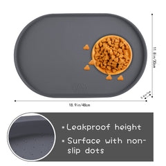 Yacee silicone dog food mat features anti-skid surface to keep bowls steady.