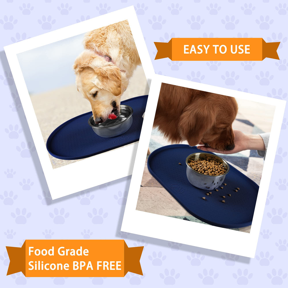 Yacee travel-friendly foldable mat easily rolls for on-the-go pet meals.