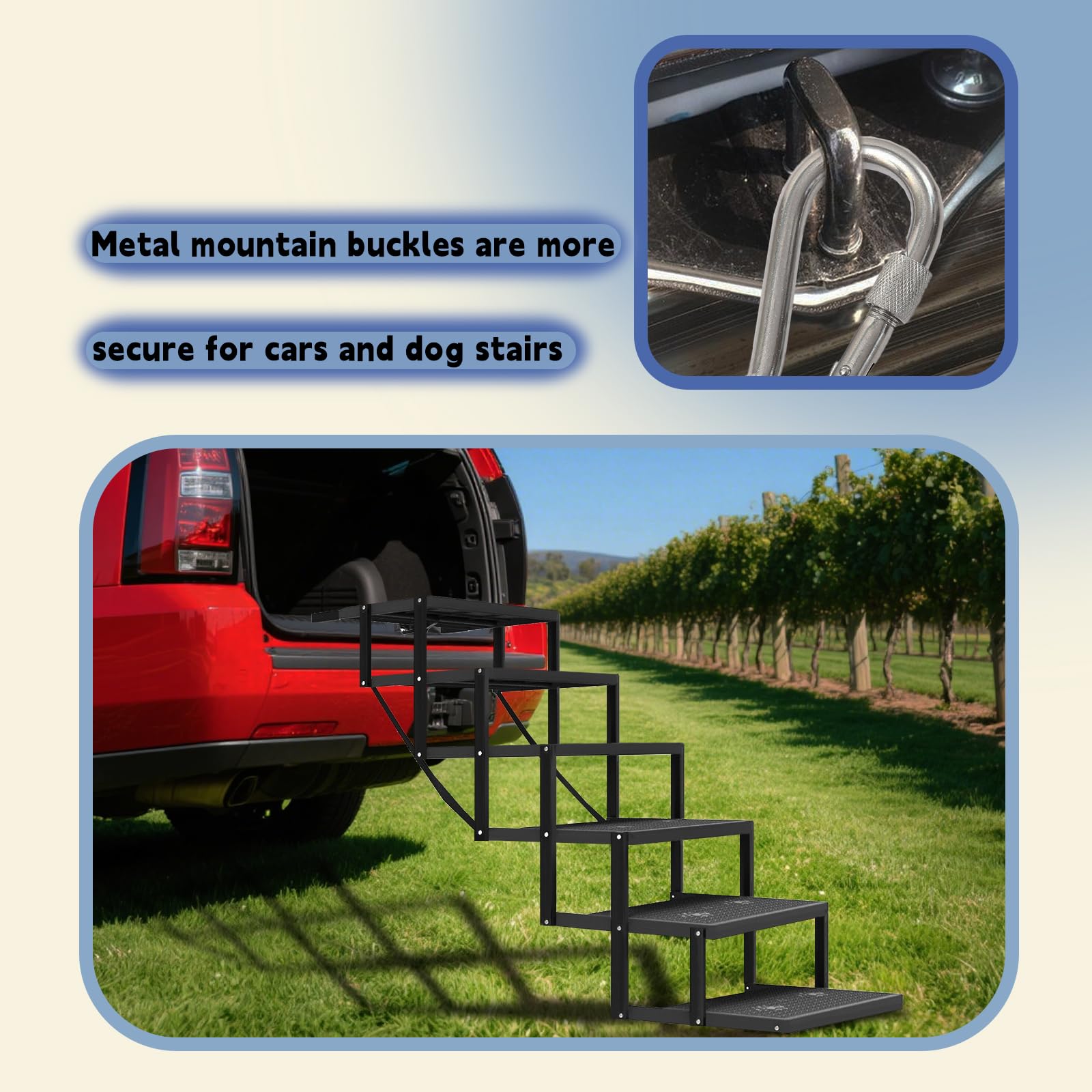 YACONA dog stairs car-use with quick-fold mechanism during travel