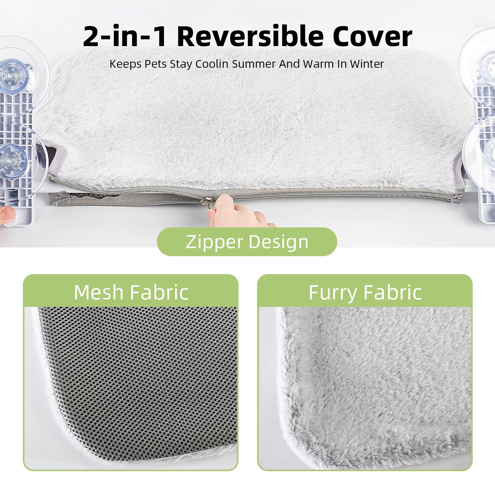YACVRLT window perch cover side view in grey color