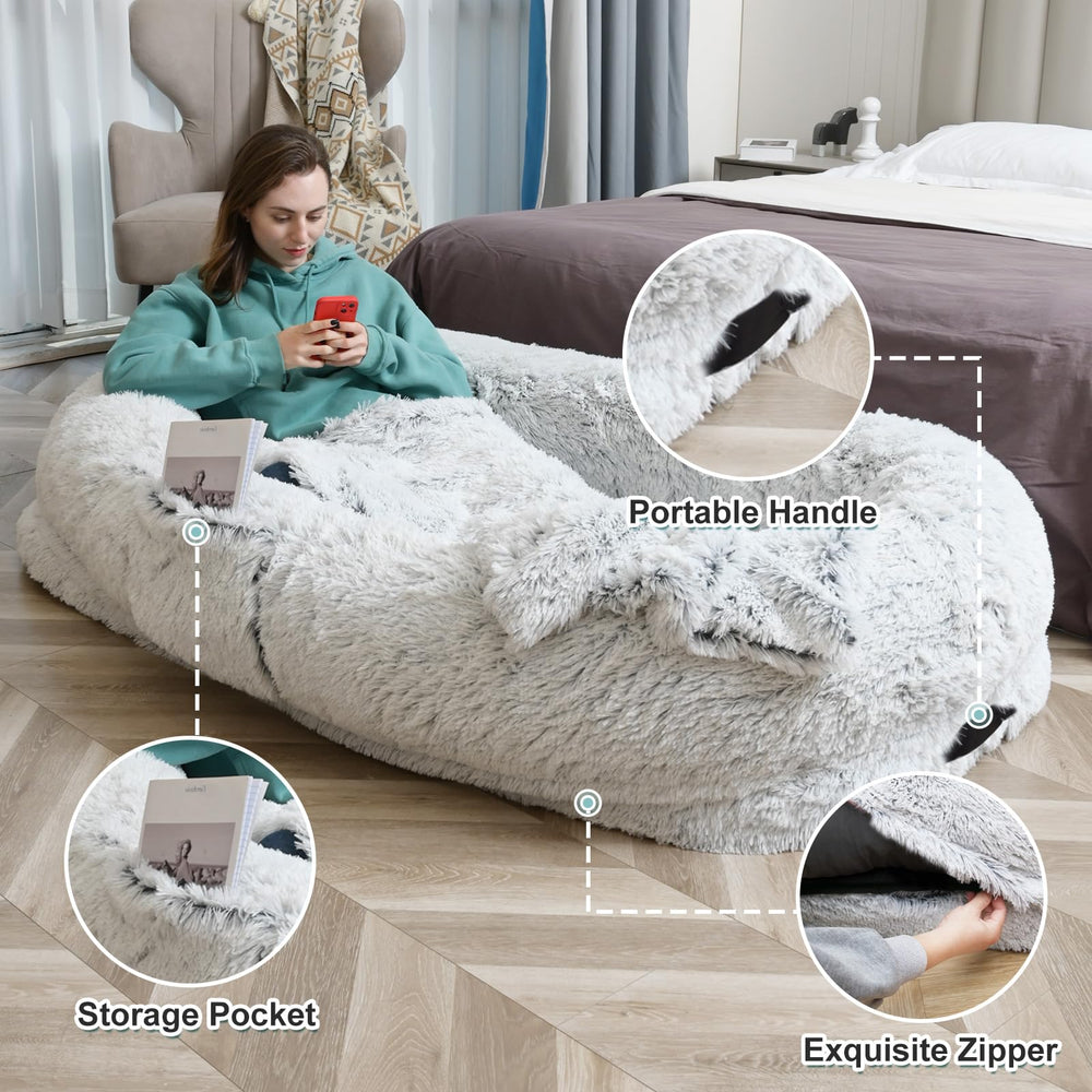 YAEM human dog bed dense sponge support provides comfortable rest alongside your pet