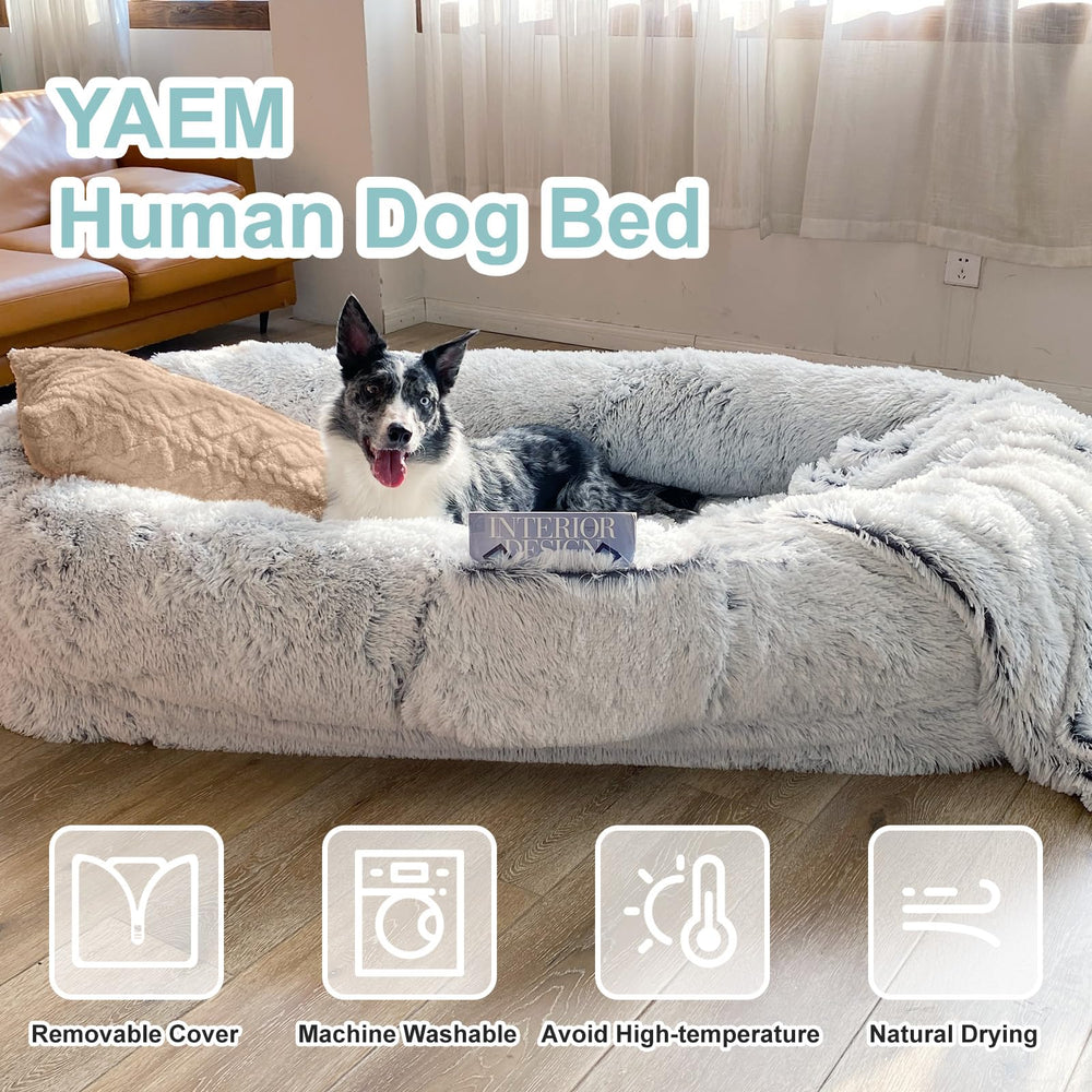 YAEM human dog bed non-slip bottom stays put on slick floors