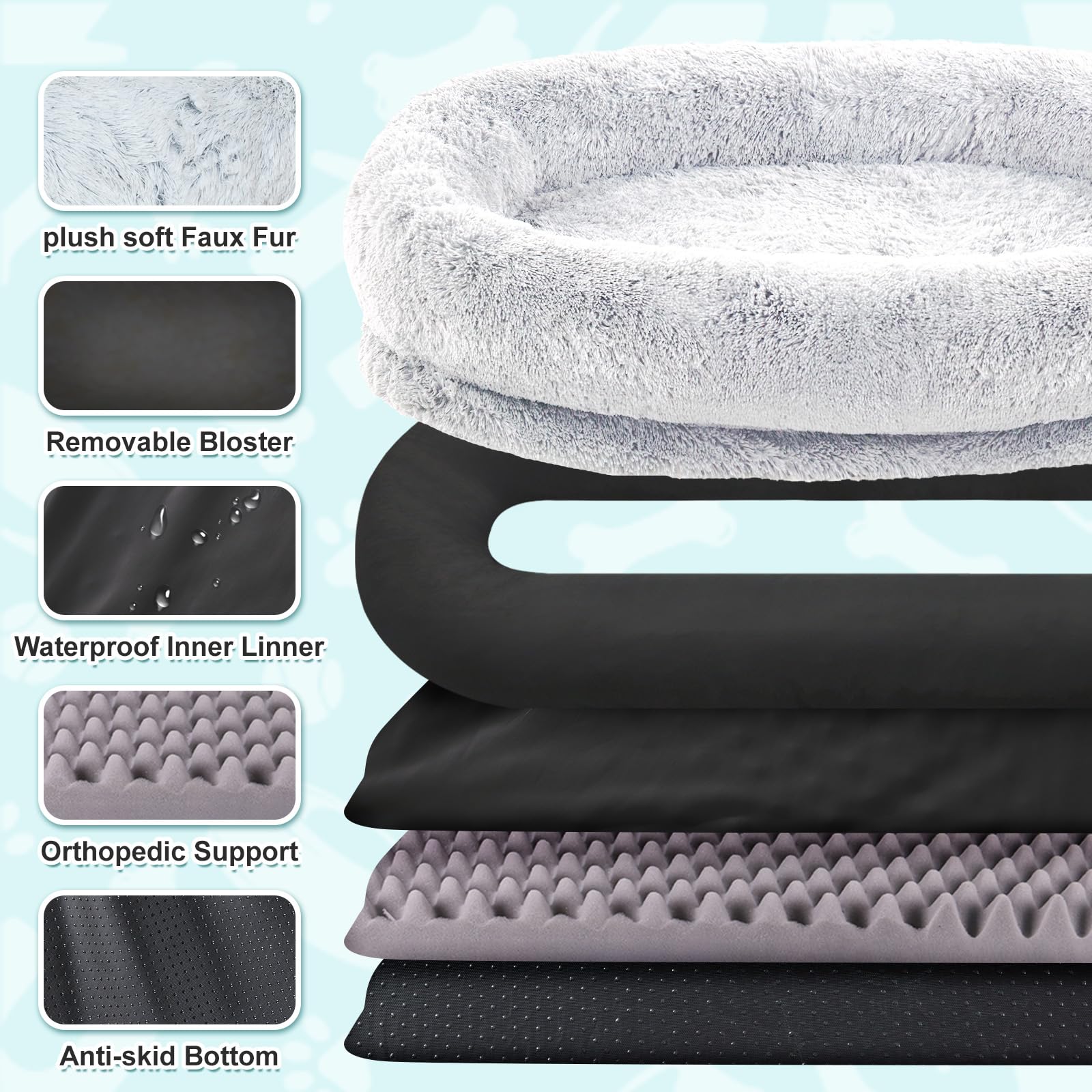 YAEM human dog bed side storage pocket keeps essentials within reach