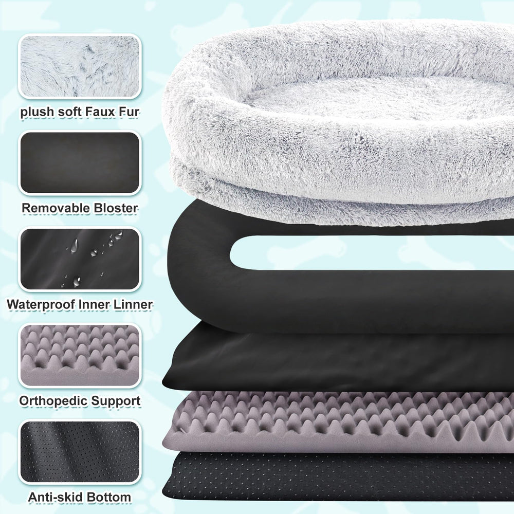 YAEM human dog bed side storage pocket keeps essentials within reach