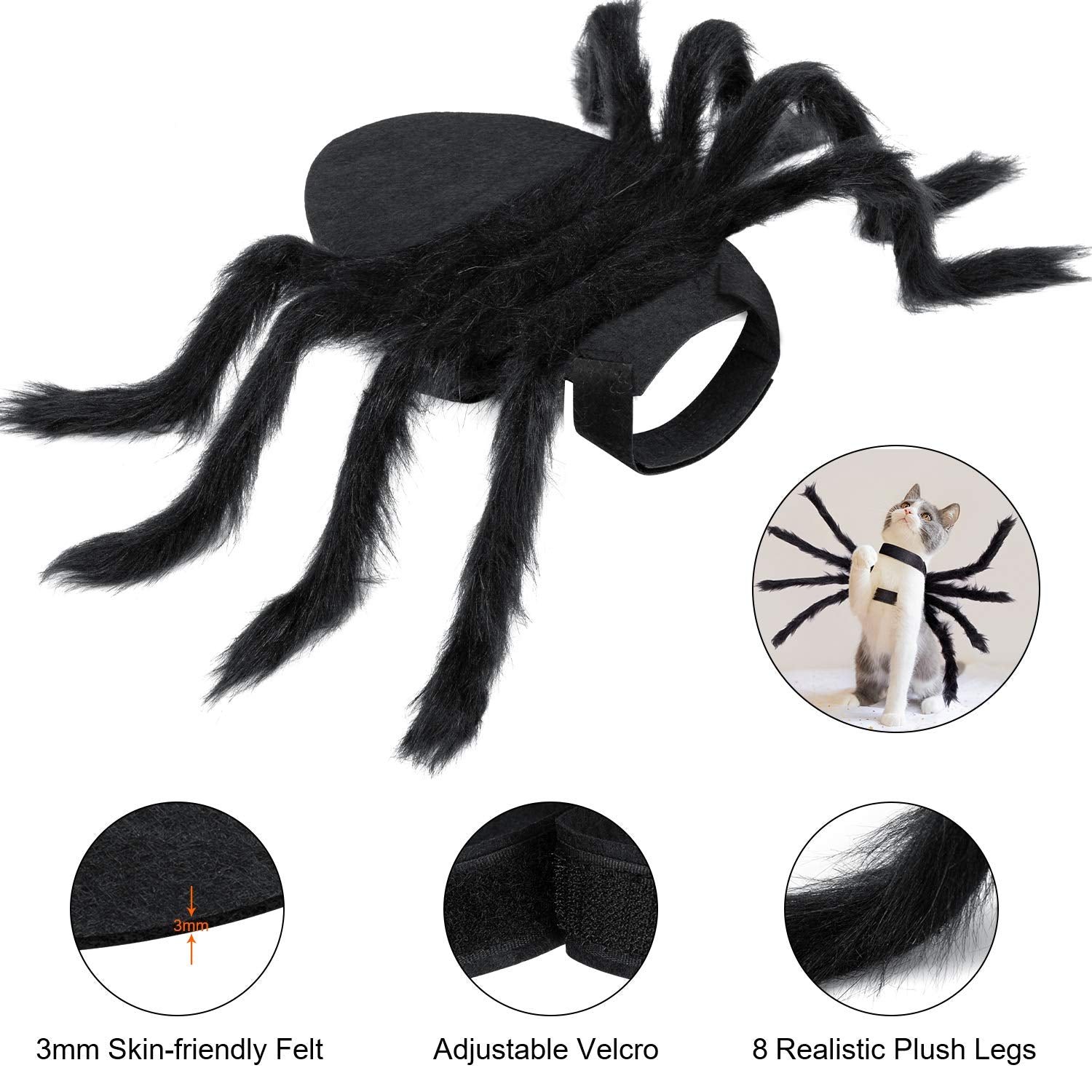 Close-up of Yafeite spider legs made of soft felt, flexible posing