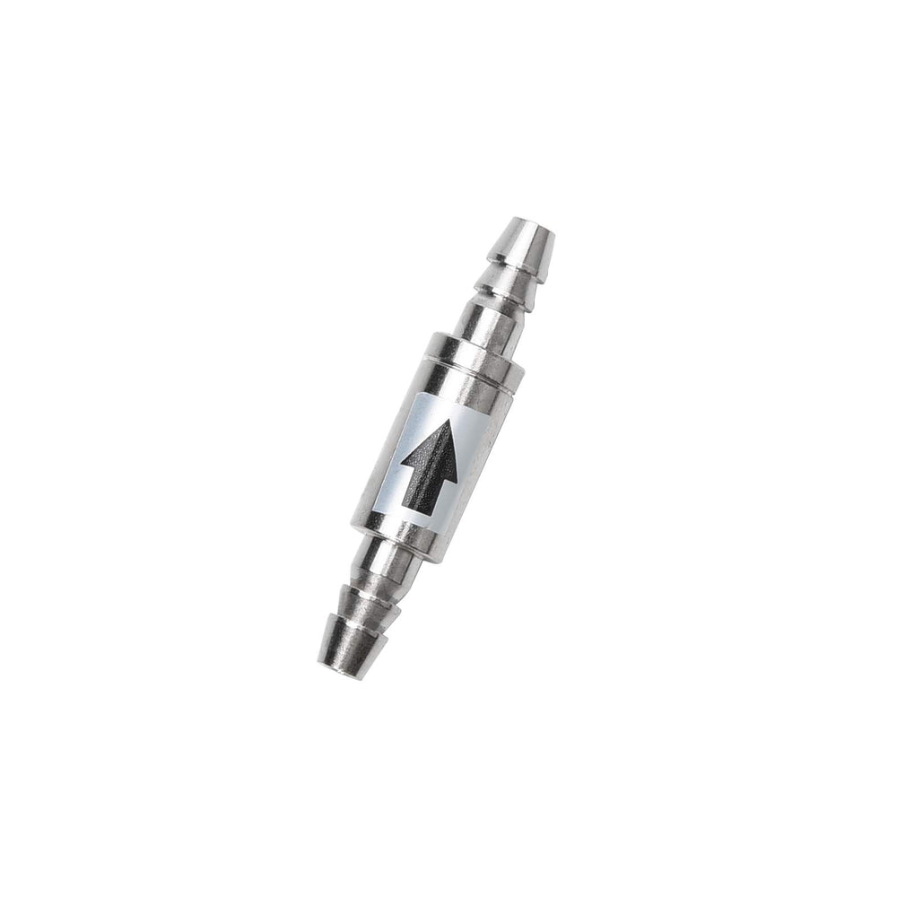 Yagote CO2 check valve angled view shows backflow protection with durable stainless steel.