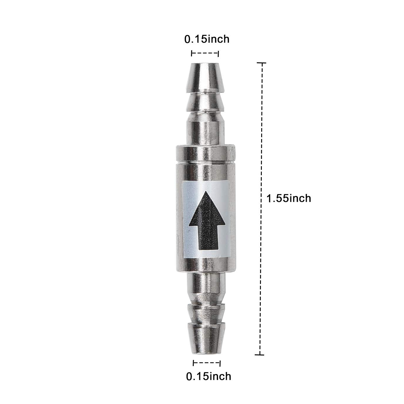 Yagote CO2 check valve close-up highlights rust-resistant stainless steel for longevity.