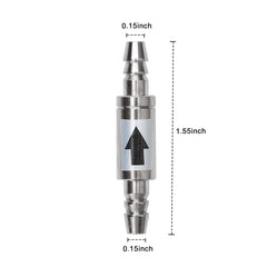 Yagote CO2 check valve close-up highlights rust-resistant stainless steel for longevity.
