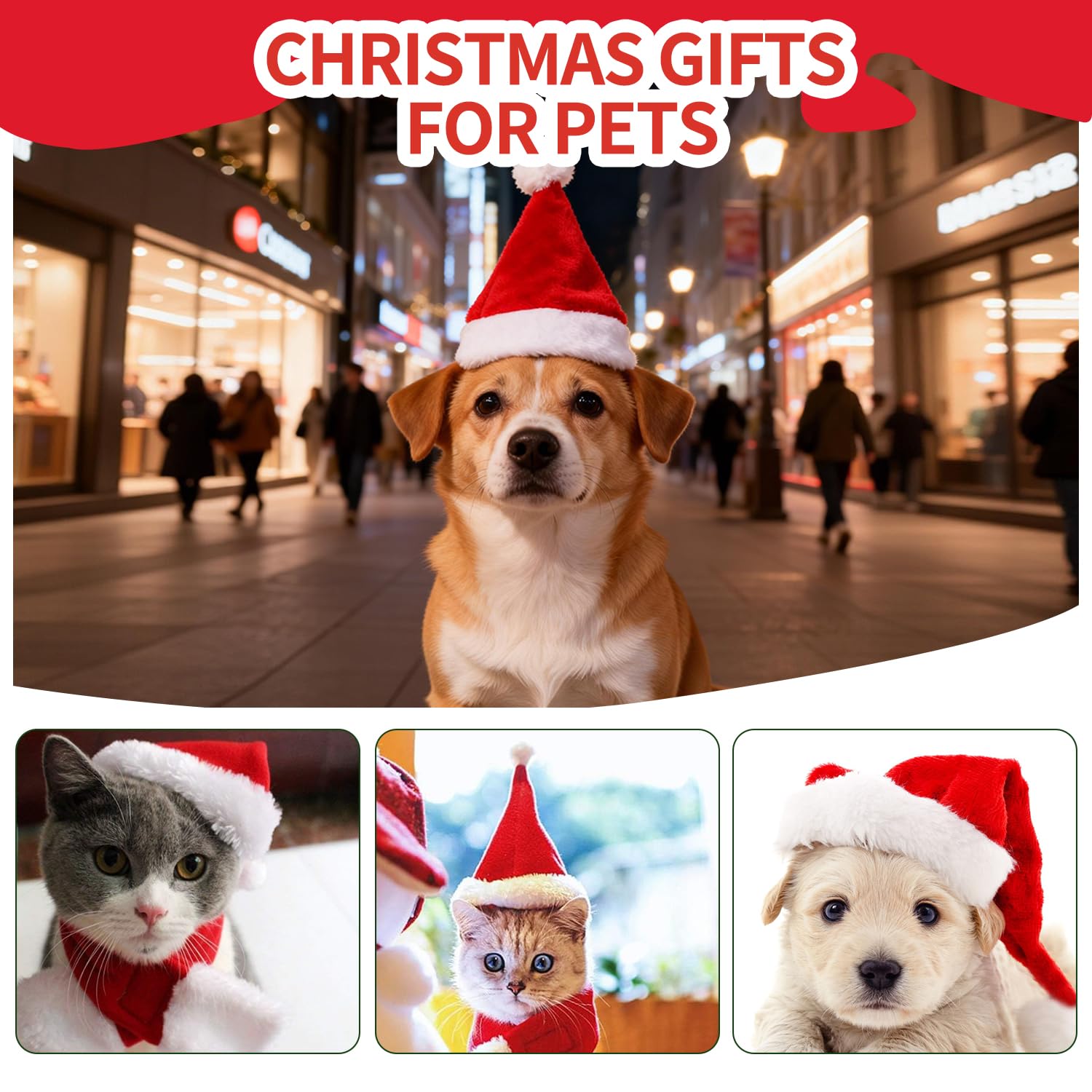 Yahpetes Santa hat-packaging four-piece set provides options for multiple pets