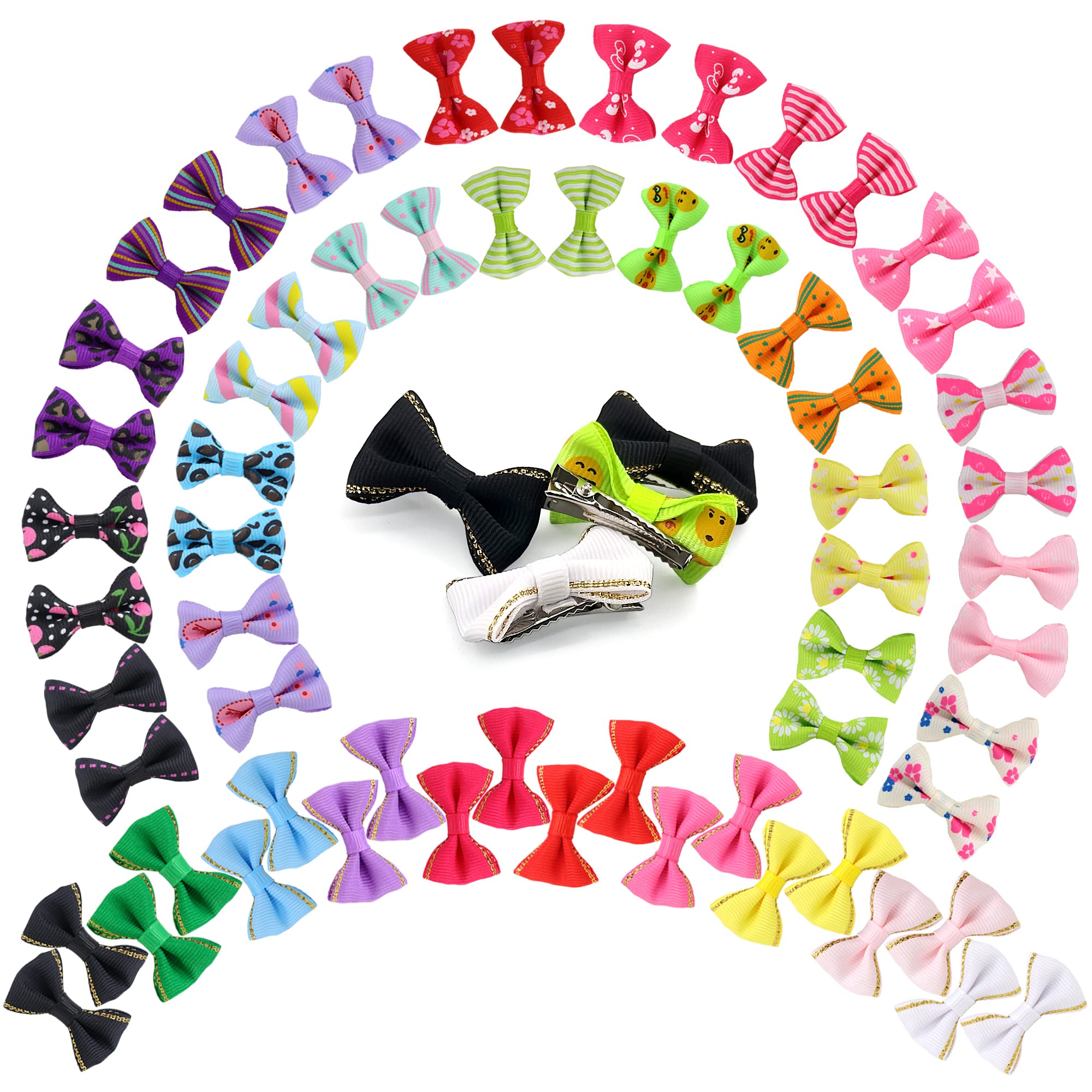 YAKA puppy bow pattern 02 keeps hair tidy during grooming sessions.