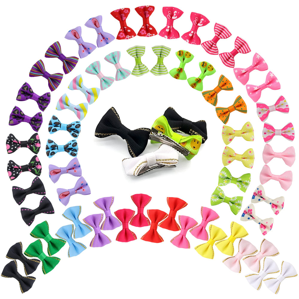 YAKA puppy bow pattern 02 keeps hair tidy during grooming sessions.