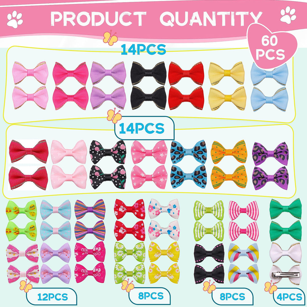 YAKA puppy bow pattern 04 uses secure metal clips for reliable hold.