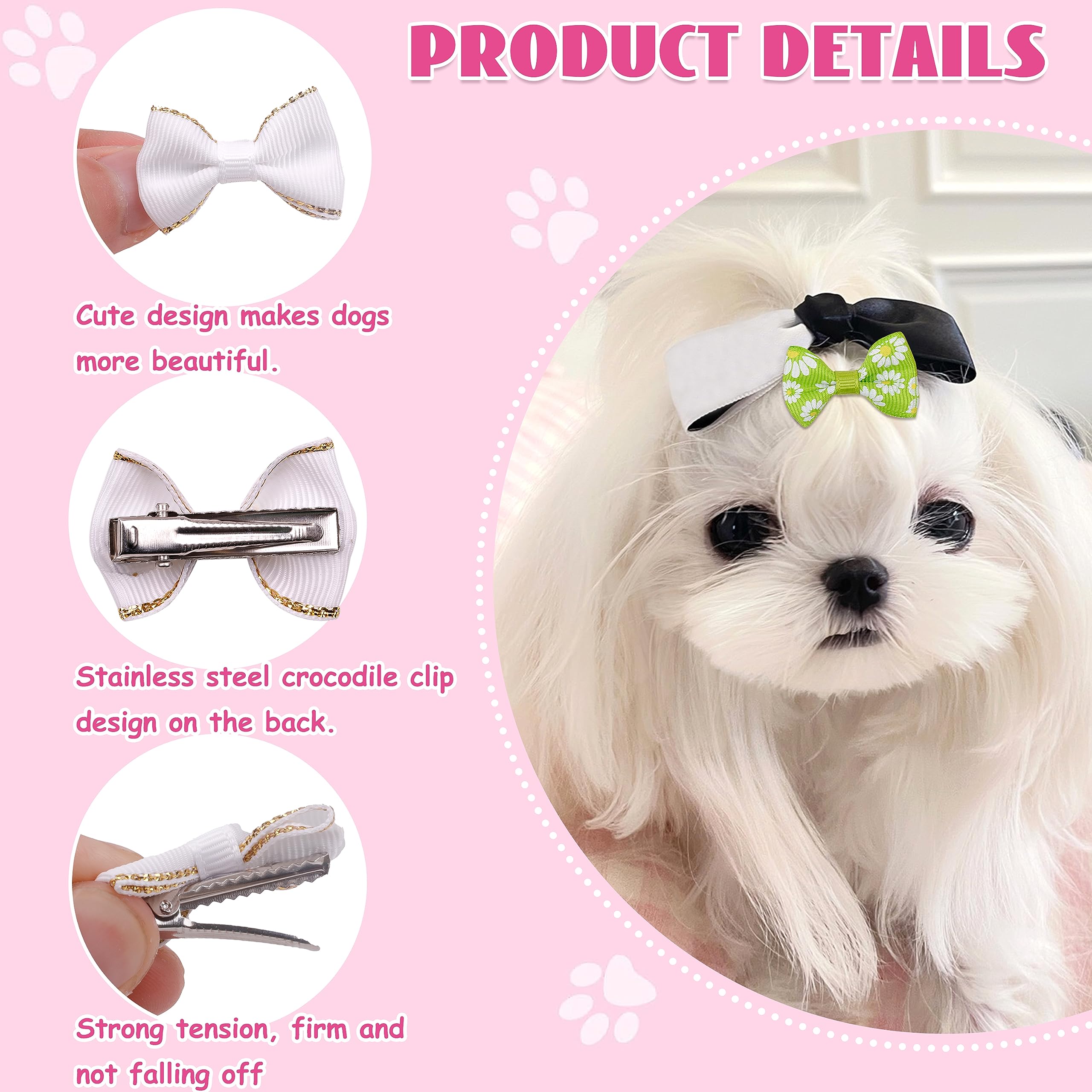YAKA puppy bow pattern 05 offers color variety for mix-and-match grooming.
