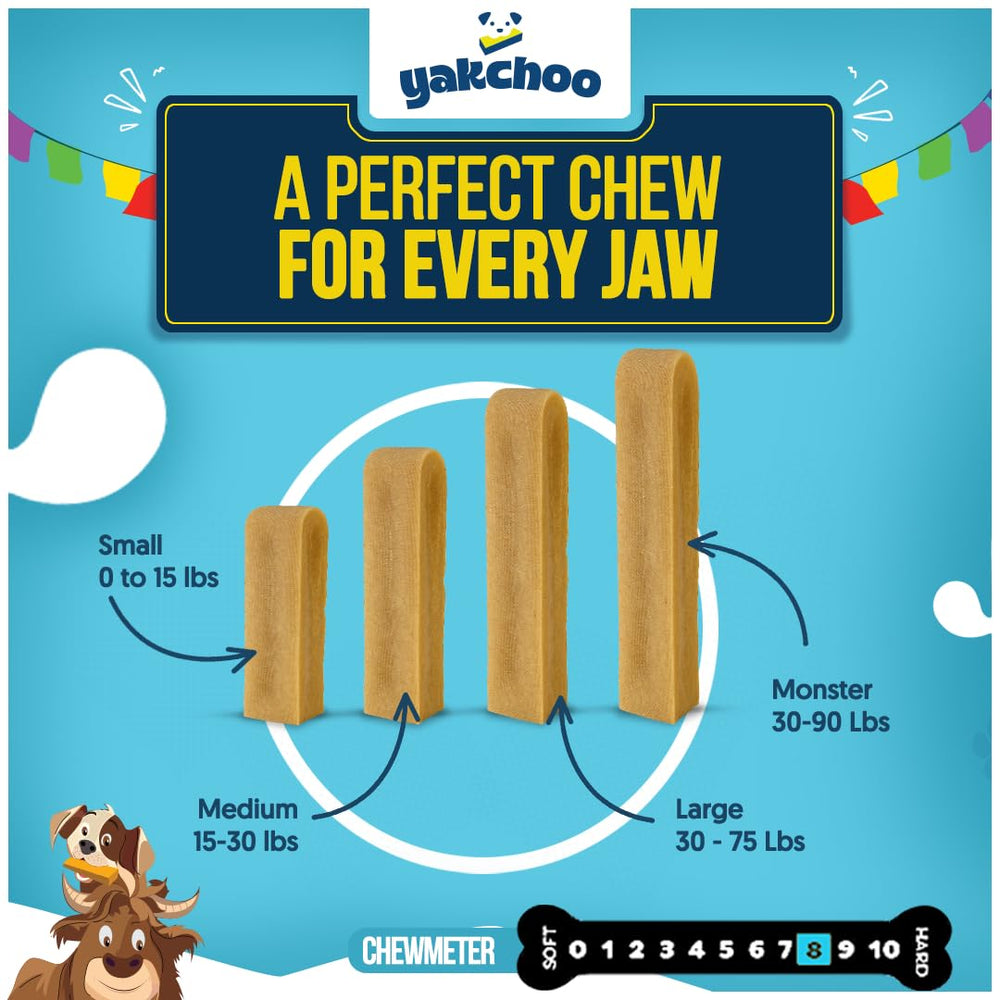 Yakchoo Real Himalayan Dog Chews suitable for medium breed dogs in use.