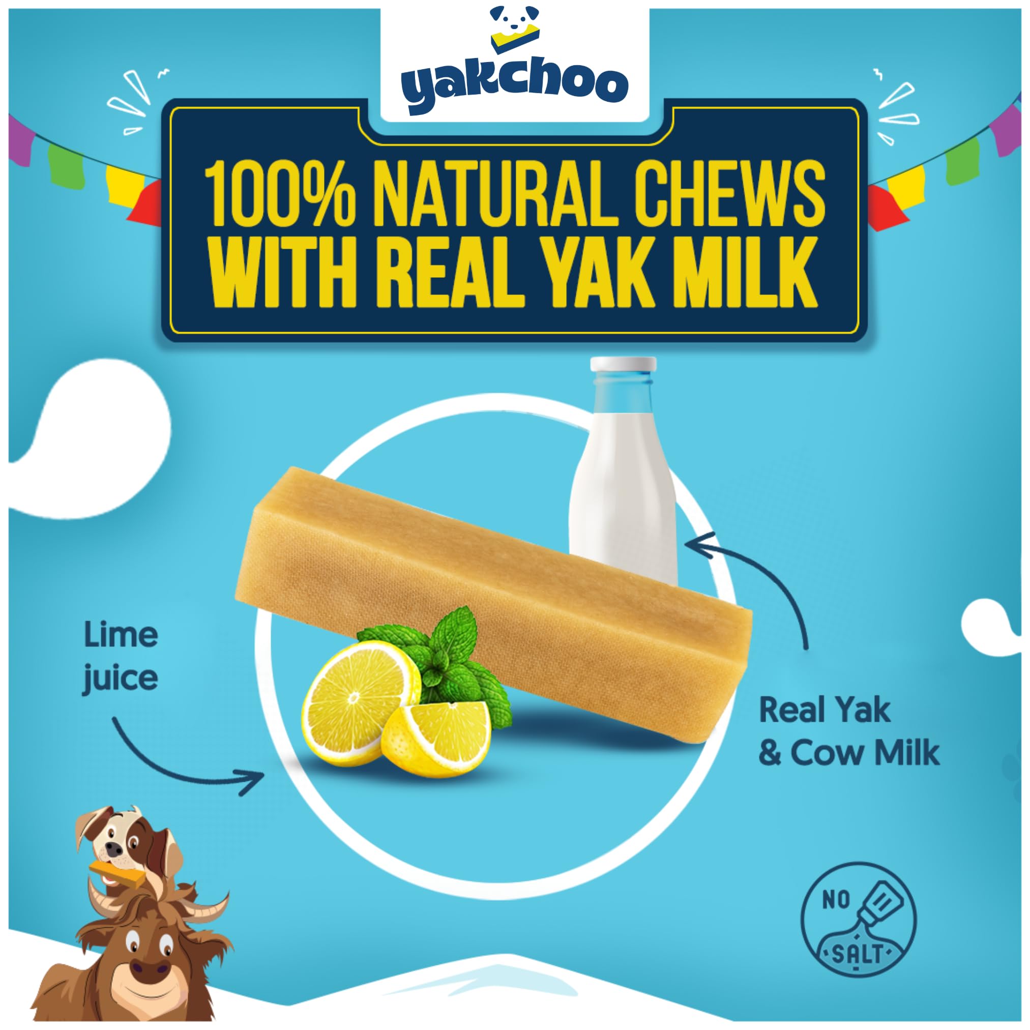 Yakchoo Real Himalayan Dog Chews closeup texture shows a hard, long-lasting chew.