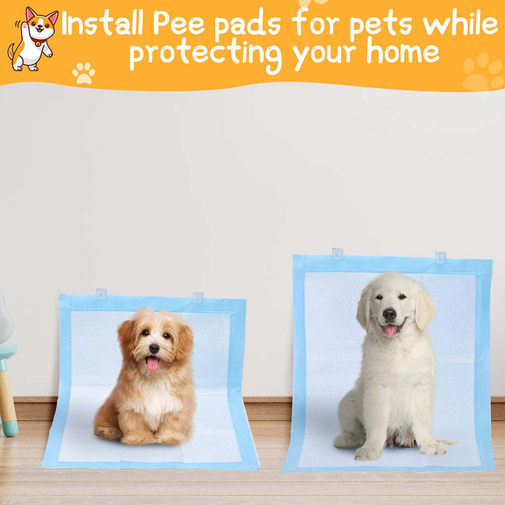 Yalikop dog training pad use illustrates quick setup on walls.