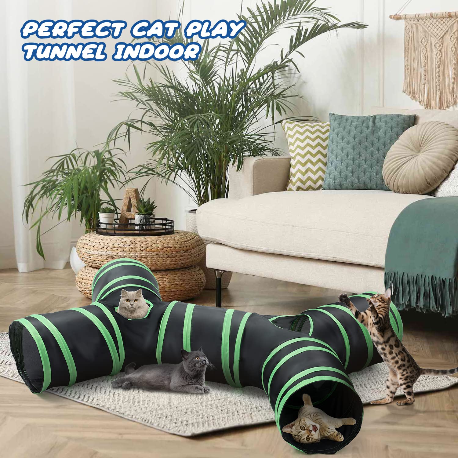 YAMI cat tunnel offers spacious diameter and length for multiple pets.