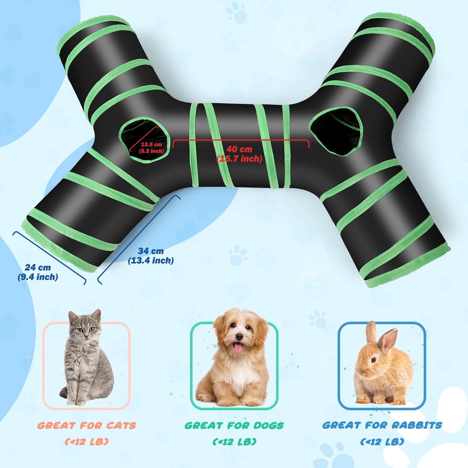 YAMI upgraded cat tunnel four-way design with multiple exits for engaging play.