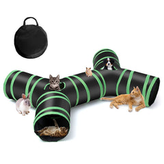 YAMI bone-type cat tunnel expanded for interactive play and exploration.