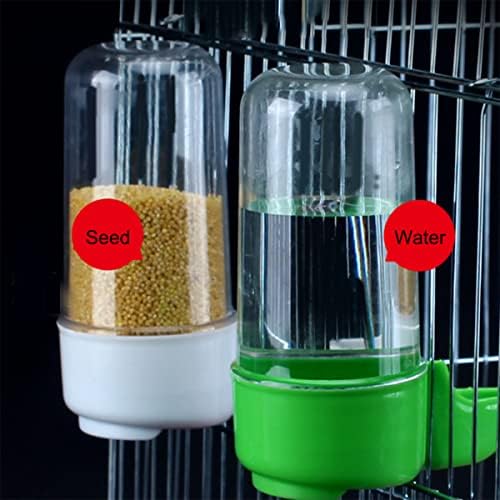 Yamibobo feeder mounted in cage showing secure hang and food/water use