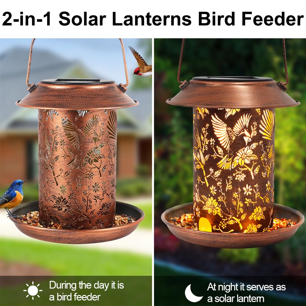 Yamodoor Cardinal Solar Bird Feeder backyard-scene emphasizes garden wildlife attraction