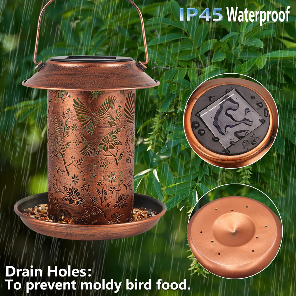 Yamodoor Cardinal Solar Bird Feeder weatherproof-texture ready for any season