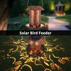 Yamodoor solar-lantern-hanging glows warmly, adding nighttime garden ambiance and bird-friendly lighting.