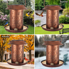 Yamodoor solar-powered-night-illumination showcases soft light guiding visiting birds.