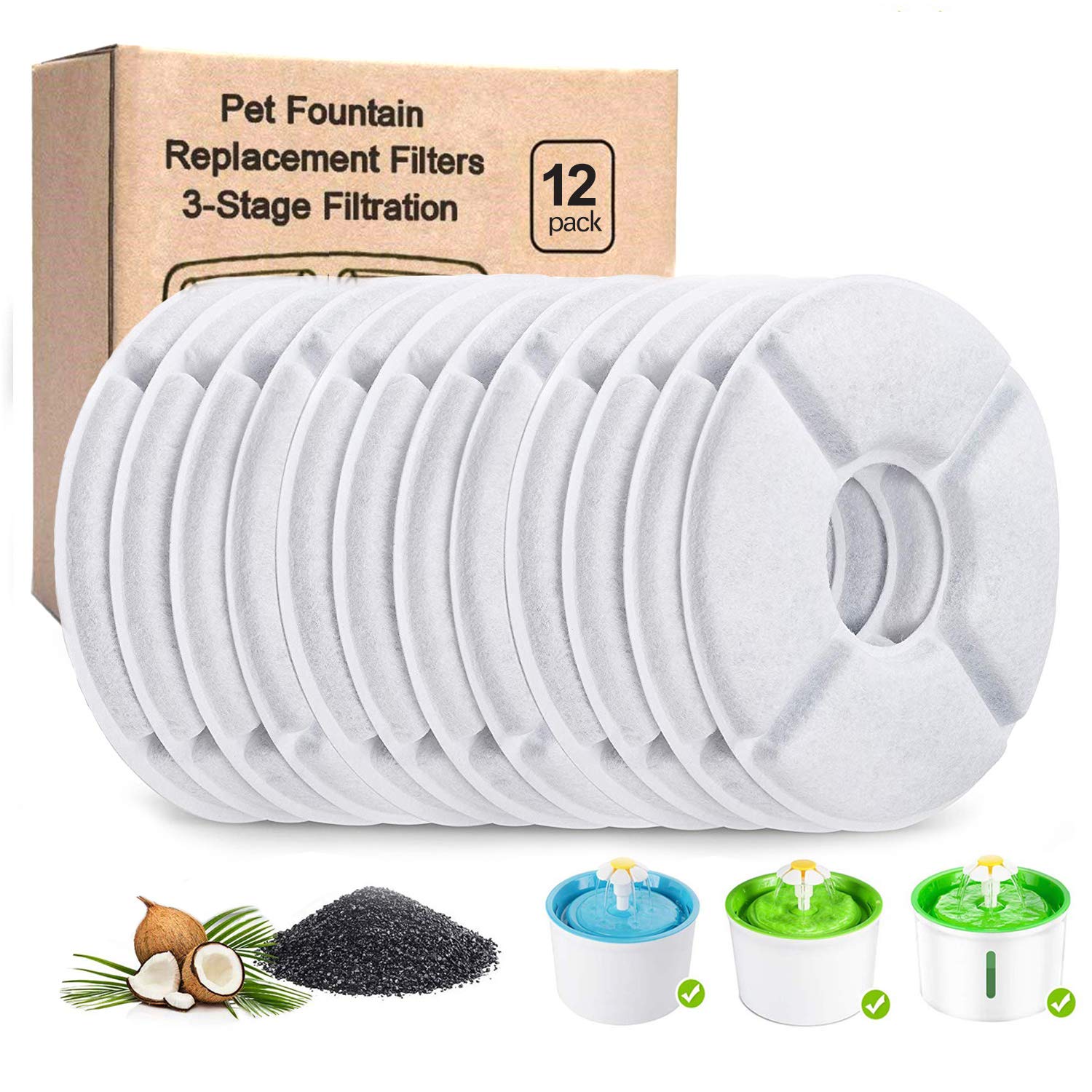 YAMOZOM cat water fountain filters pack ready for installation enhances hydration with cleaner-tasting water.