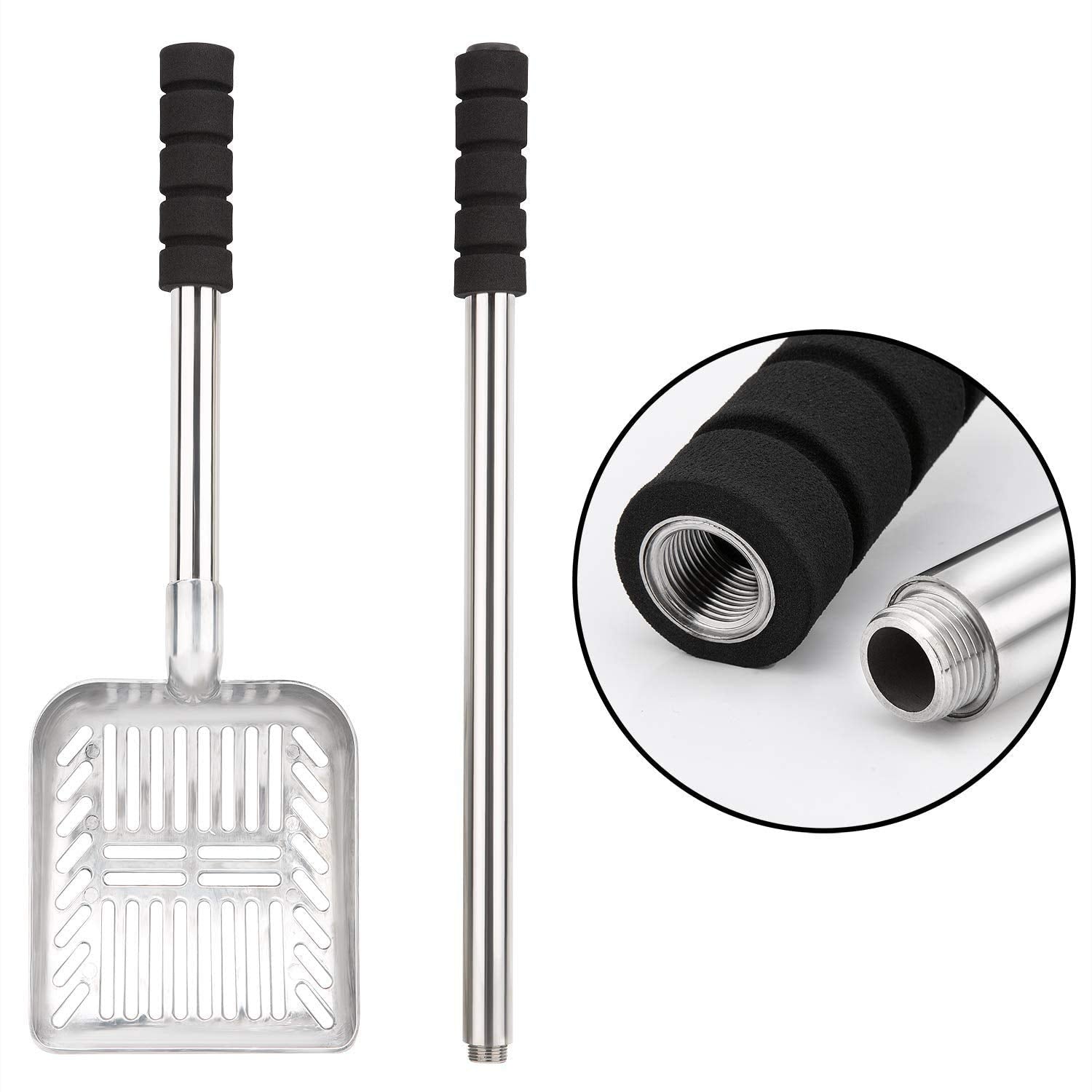 Yangbaga adjustable-length handle fits lidded litter boxes without removing the lid.