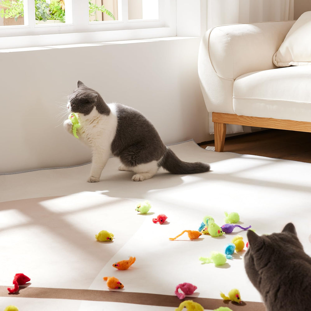 Yangbaga Mice Rattle close-up details showing texture and leather tail